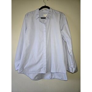 J. Jill Light Blue Cotton Button Front Shirt Women XL Long Sleeve Classic Blouse